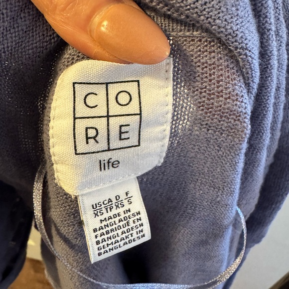 2 FOR $25 Core Life Blue Purple 100% Cotton Open Front Cardigan Sweater Size XS - Picture 5 of 8